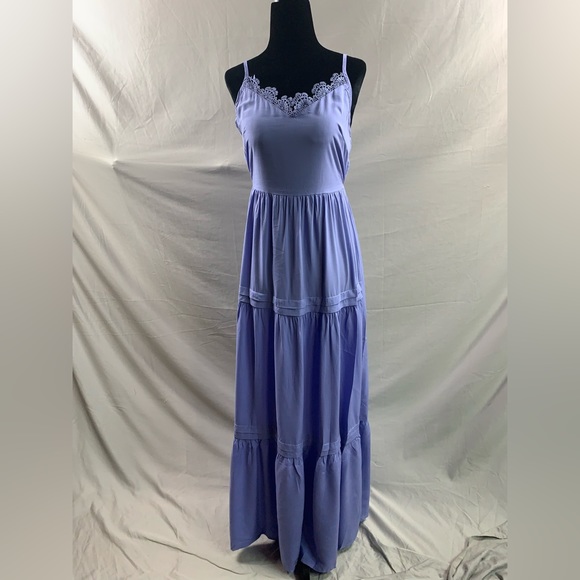 Blue Boho Solid Ruffle Hem Cami Dress - Picture 6 of 10